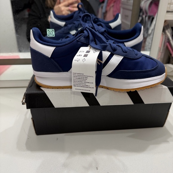 adidas Navy and White RUN 70s Retro Trainers - Picture 5 of 5